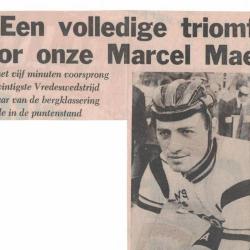 Krantenartikels n.a.v. de overwinning van Marcel Maes in de Vredeskoers
