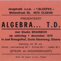 Steun- en ingangskaart Algebra T.D. jeugdhuis 't Sloefke