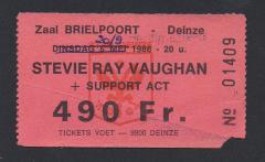 Concertticket voor het optreden van blueszanger Stevie Ray Vaughan in de Brielpoort