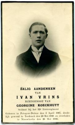 Bidprentje van soldaat Ivan Vrins
