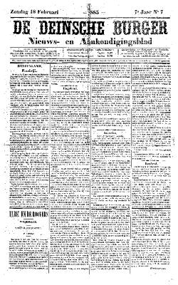 De Deinsche Burger: Zondag 18 februari 1883
